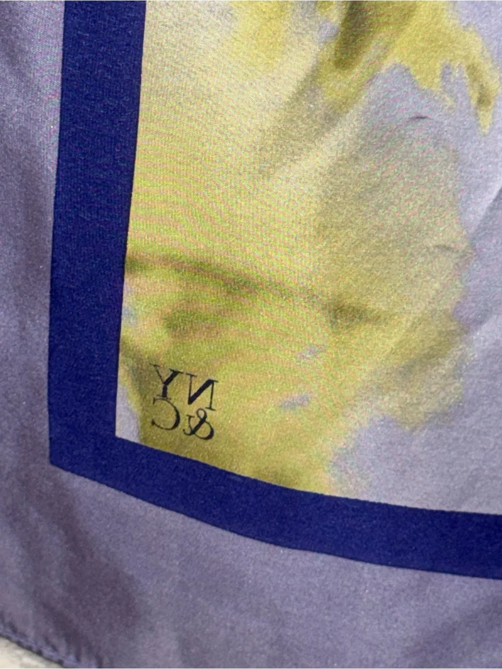 New York & Company Lavender, Yellow & Blue Abstract Silk Scarf